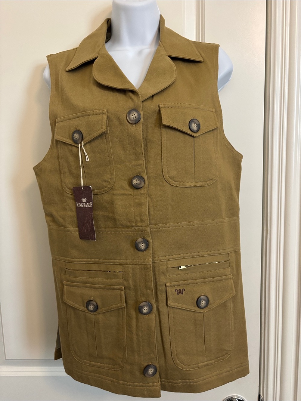 King Ranch NWT Women's Olive Utility Vest with Button Front S (#18V)